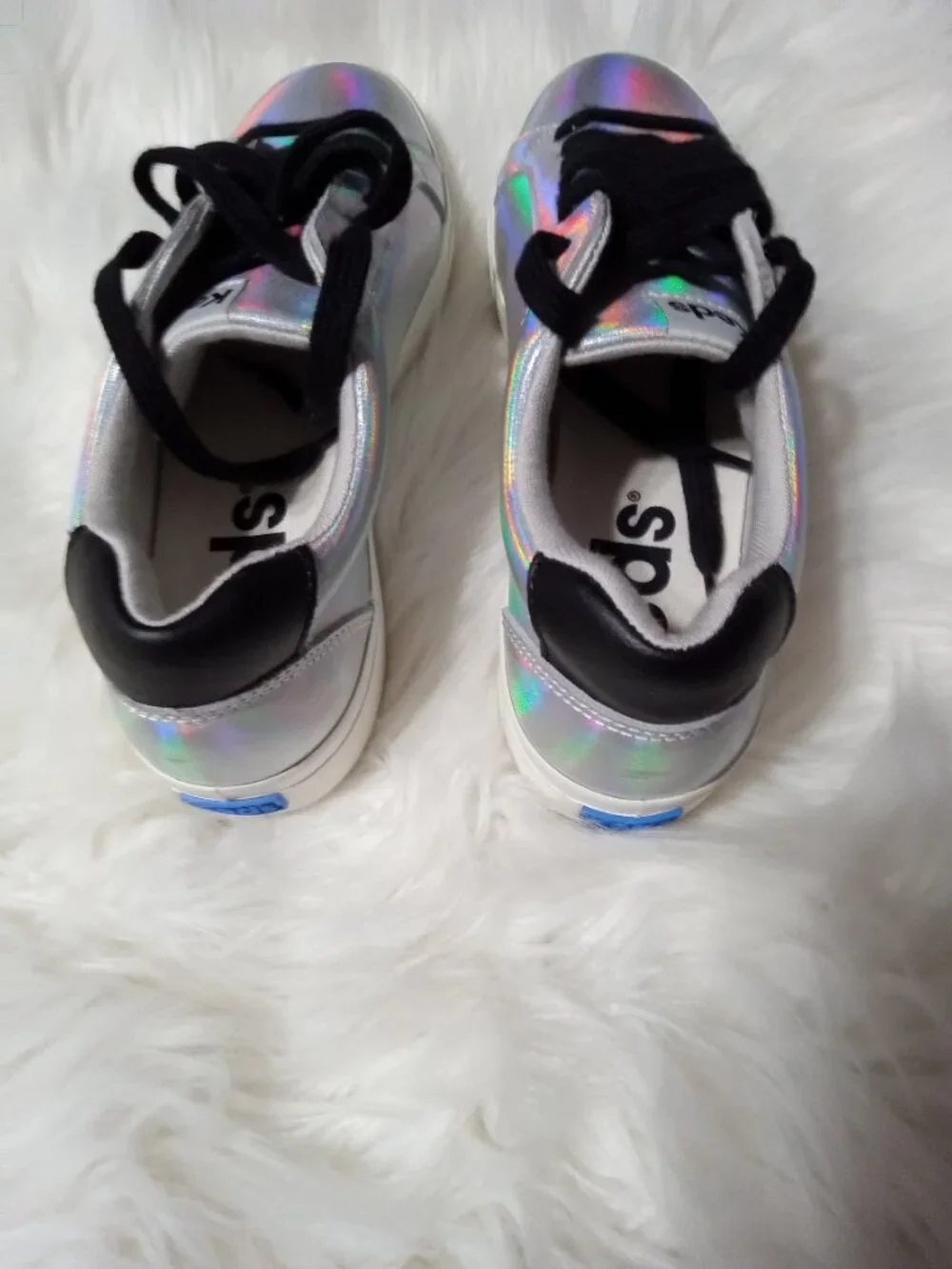 Keds Women's Iridescent Silver Lace Sneakers - Size 9 - Picture 2 of 5